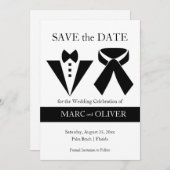 Elegante Schwarz-Weiß-Weiß-Hochzeit Save The Date (Vorne/Hinten)