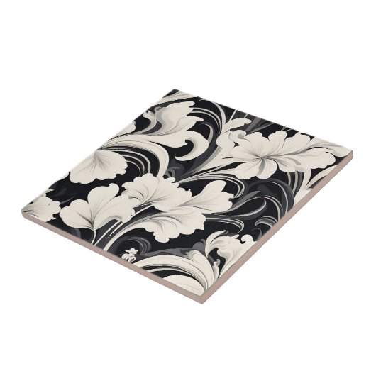Elegante Schwarz-Weiß-Wirbel Fliese (Seite)