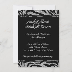 Elegante Schwarz-Weiß-Zebra-Hochzeit Einladung