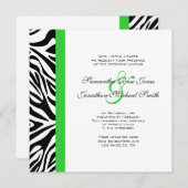 Elegante Schwarz-Weiß Zebra Lime Green Wedding Einladung (Vorne/Hinten)
