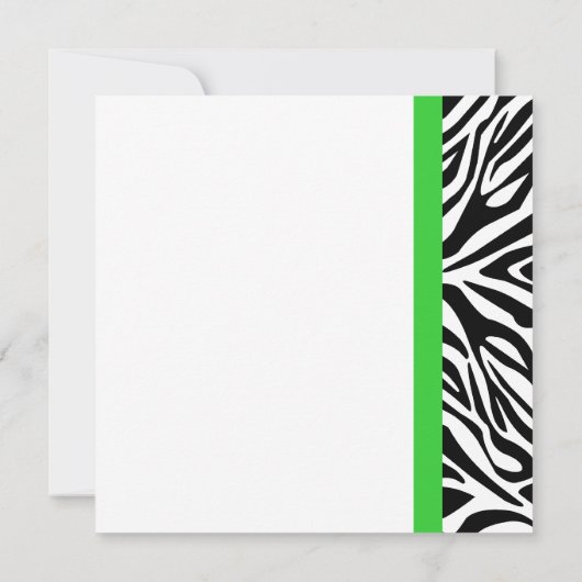 Elegante Schwarz-Weiß Zebra Lime Green Wedding Einladung (Rückseite)