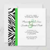 Elegante Schwarz-Weiß Zebra Lime Green Wedding Einladung (Vorderseite)