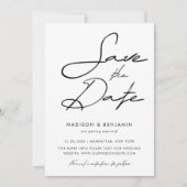 Elegante Schwarz-Weiß-Zeitschrift Save The Date (Vorderseite)