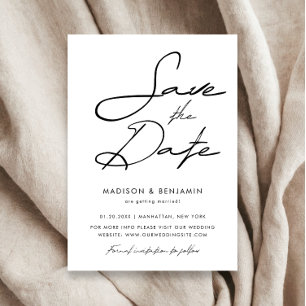 Elegante Schwarz-Weiß-Zeitschrift Save The Date