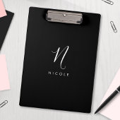 Elegante Schwarz-Weiß-Zwischenablage für Monogramm Klemmbrett