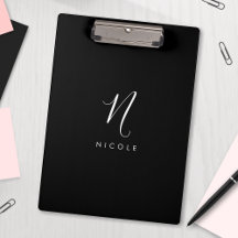 Elegante Schwarz-Weiß-Zwischenablage für Monogramm