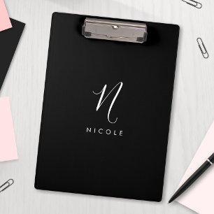 Elegante Schwarz-Weiß-Zwischenablage für Monogramm Klemmbrett