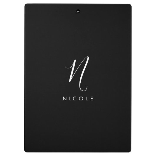 Elegante Schwarz-Weiß-Zwischenablage für Monogramm Klemmbrett (Rückseite)