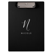 Elegante Schwarz-Weiß-Zwischenablage für Monogramm Klemmbrett (Vorderseite)