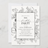 Elegante Schwarz-weiße 50. Geburtstag Blumenstrauß Einladung (Vorderseite)