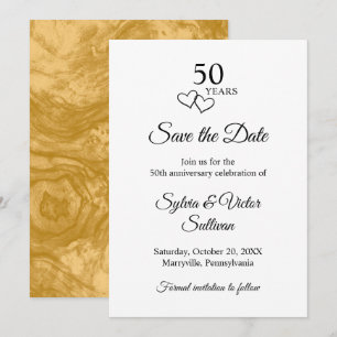 Elegante schwarz-weiße 50. Hochzeitstag-Feier Save The Date