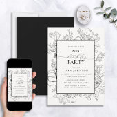 Elegante Schwarz-weiße 60. Geburtstag Blumenstrauß Einladung