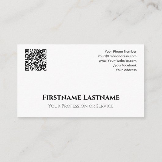 Elegante Schwarz-weiße abstrakte Formen QR-Code Visitenkarte (Rückseite)