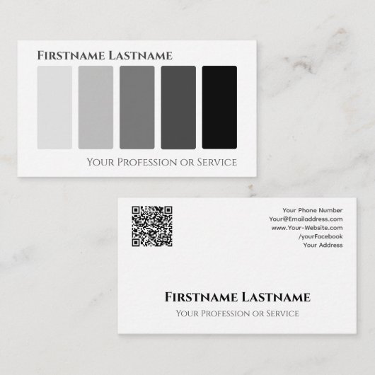 Elegante Schwarz-weiße abstrakte Formen QR-Code Visitenkarte (Vorne/Hinten)