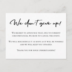 Elegante schwarz-weiße Annullierungsankündigung Postkarte