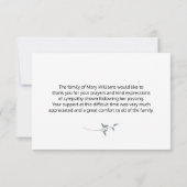 Elegante Schwarz-weiße Begräbniskarte Dankeskarte (Rückseite)