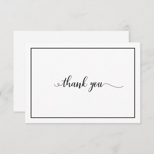 Elegante Schwarz-weiße Begräbniskarte Dankeskarte (Vorne/Hinten)