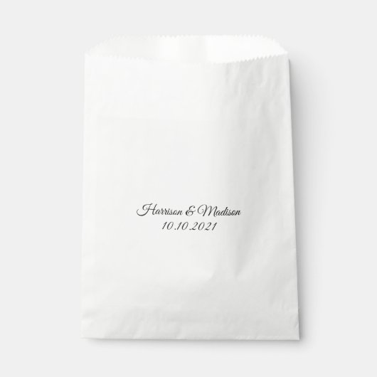 Elegante Schwarz-weiße, benutzerdefinierte Skriptb Geschenktütchen (Vorderseite)