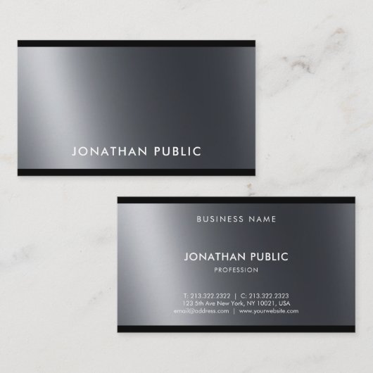 Elegante Schwarz-weiße Berufliche Cool Moderne Sch Visitenkarte (Vorne/Hinten)