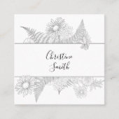 Elegante, schwarz-weiße Blume Quadratische Visitenkarte (Vorderseite)