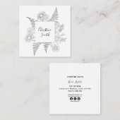Elegante, schwarz-weiße Blume Quadratische Visitenkarte (Vorne/Hinten)