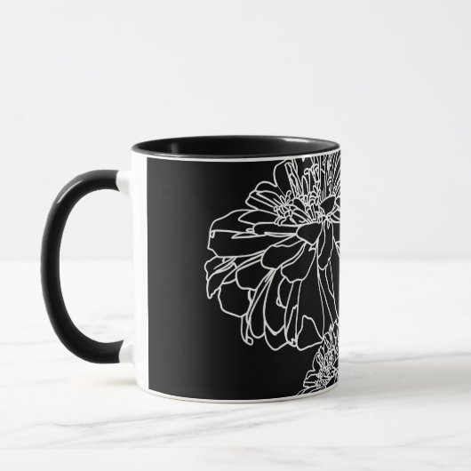 Elegante Schwarz-weiße Blume zeichnend Tasse (Links)