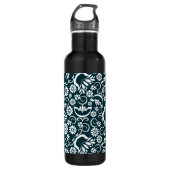 Elegante Schwarz-weiße Blumen Trinkflasche (Vorderseite)