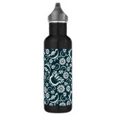 Elegante Schwarz-weiße Blumen Trinkflasche (Rechts)