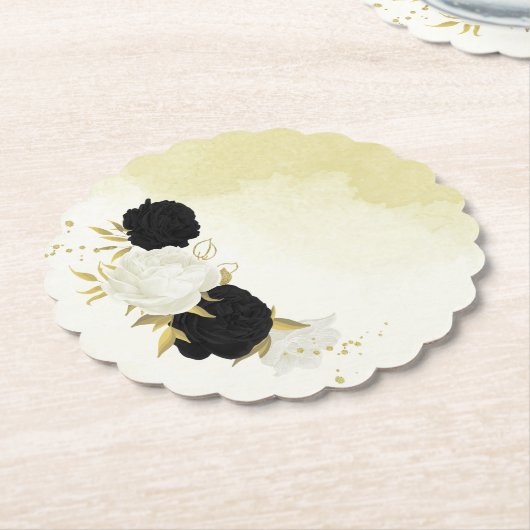 Elegante Schwarz-weiße Blumen Untersetzer (angewinkelt)