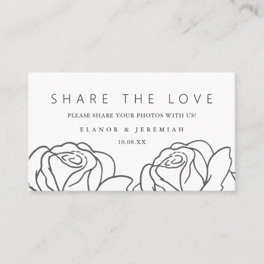 Elegante Schwarz-weiße Blumenhochzeit Die Liebe te Begleitkarte (Vorderseite)