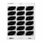 Elegante Schwarz-weiße Blumenhochzeit-Rücksendeadr Adressaufkleber (Vorne)