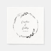 Elegante Schwarz-weiße Blumenzeremonie Serviette (Vorderseite)