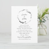 Elegante Schwarz-weiße Botanische Wreath Boho Hoch Einladung (Stehend Vorderseite)