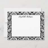 Elegante Schwarz-weiße Damaskus-Notizkarte Mitteilungskarte (Vorderseite)