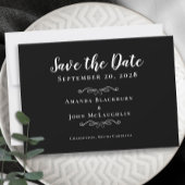Elegante Schwarz-weiße Delikate Romantische Kallig Save The Date