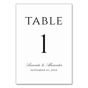 Elegante schwarz-weiße einfache minimalistische Ho Tischnummer