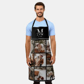 Elegante Schwarz-weiße Familienfoto Collage Schürze (Getragen)