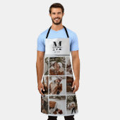 Elegante Schwarz-weiße Familienfoto Collage Schürze (Getragen)