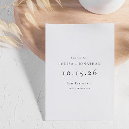 Elegante Schwarz-weiße feierliche Minimalistische Save The Date