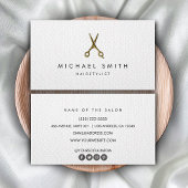 Elegante Schwarz-weiße Friseurschere Minimalistisc Visitenkarte