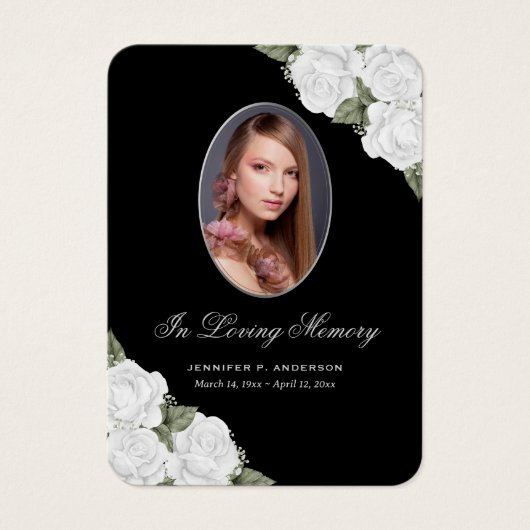 Elegante Schwarz-weiße Gedenkkarte (Vorderseite)