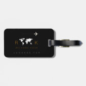 Elegante schwarz-weiße Gepäckkennung mit Namen Gepäckanhänger (Rückseite horizontal)