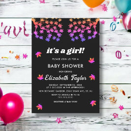 Elegante schwarz-weiße Glowy Fall Baby Dusche Einladung