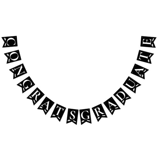 Elegante Schwarz-weiße Glückwunsch Graduate Cap, D Wimpelkette (Alle)