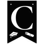 Elegante Schwarz-weiße Glückwunsch Graduate Cap, D Wimpelkette (Erste Fahne)