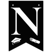 Elegante Schwarz-weiße Glückwunsch Graduate Cap, D Wimpelkette (Dritte Fahne)