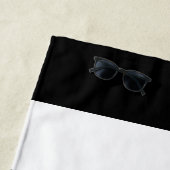 Elegante Schwarz-weiße Gold Jubiläumspaare Name Strandtuch (Beispiel)