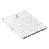 Elegante Schwarz-weiße Gold Script Monogram Lined Notizblock (angewinkelt)