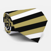 Elegante Schwarz-weiße goldbraune Streifen Muster Krawatte (Gerollt)