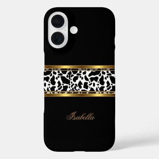 Elegante Schwarz-weiße Goldkühe Case-Mate iPhone Hülle (Rückseite)